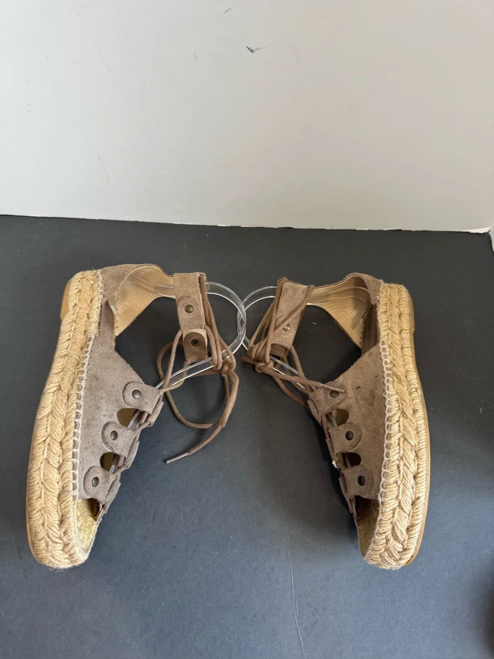 Soludos Ghillie Suede Platform Espadrille Leather Sandals size 6